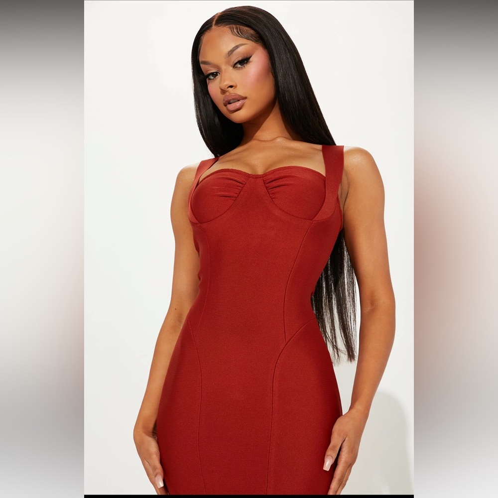 Bandage midi dress in rust - Picture 4 of 5